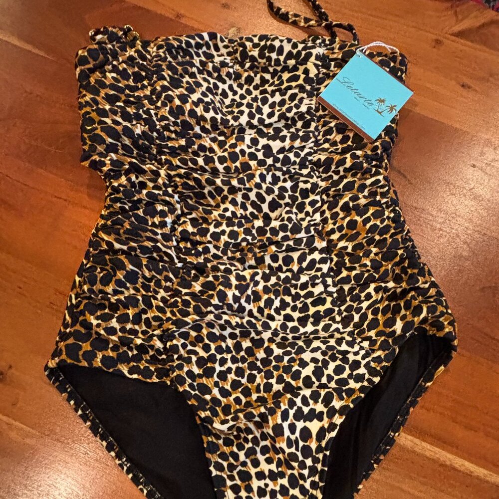 Letarte Leopard One Piece Swimsuit, XS, New with Tags